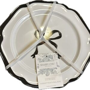 Shabby Chic Black and White Melamine Salad Plates 9”